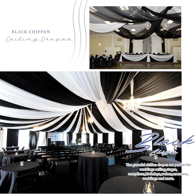 6 Panels Black Ceiling Drapes for Wedding Ceiling Drapes 5ftx10ft Wedding Arch - Image 6