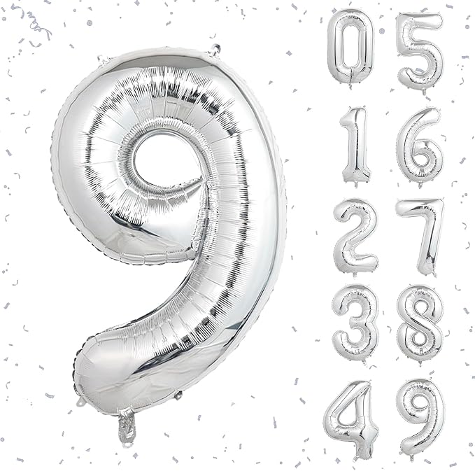 40 Inch Silver Number Balloons, Helium Mylar Foil Number Balloons by Unknown