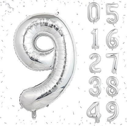 40 Inch Silver Number Balloons, Helium Mylar Foil Number Balloons by Unknown
