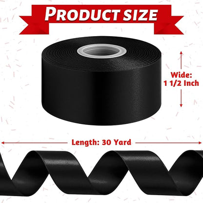 30Yards 1 1/2In Black Satin Ribbon - Image 2