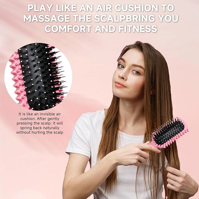 Curl Defining Brush, Curly Hair Brush Products With 3 Pcs Slick Back Hair Brush Set Bristle Brush Edge Control Teasing Comb for women (Purple)