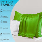 PROMEED 23 Momme Silk Pillowcase 2 Pack with Zipper, 3rd Gen Grade 6A+ 100% Mulberry Silk Pillow Case Set of 2,Silk Cooling Pillow Cases for Hot Sleepers (King 20"x36", Green)