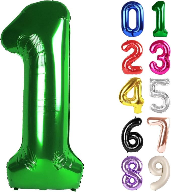 1 Balloon - Green Birthday Number Balloons, 40 Inch Decorations Men Women | by ALPHADELTAPI
