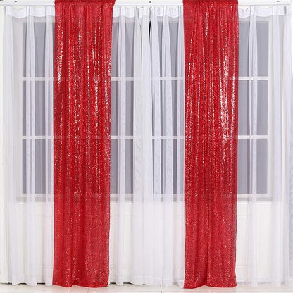 Eternal Beauty Red Sequin Backdrop Curtains, 2 Panels 3x7FT | 3mm Sparkle - Image 7