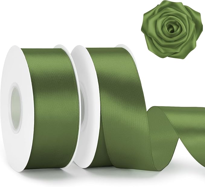 KINGLAKE Olive Green Satin Ribbon by KINGLAKE