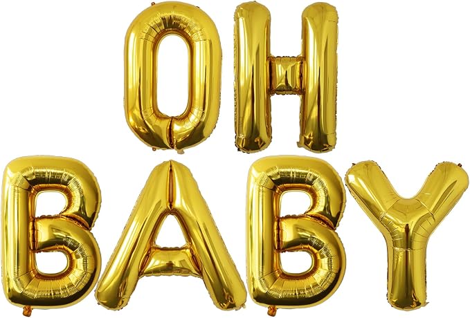 40 Inch Gold OH BABY Balloons - Image 4