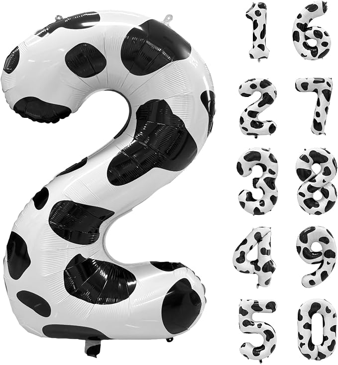 Cow Print Number Balloons, Large Foil Number 2 Balloon 40 Inch Cow Balloon by Yeodong