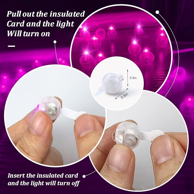 100pcs Pink LED Balloon Light, Mini Tiny Led Light Round Led Ball Lamp - Image 2