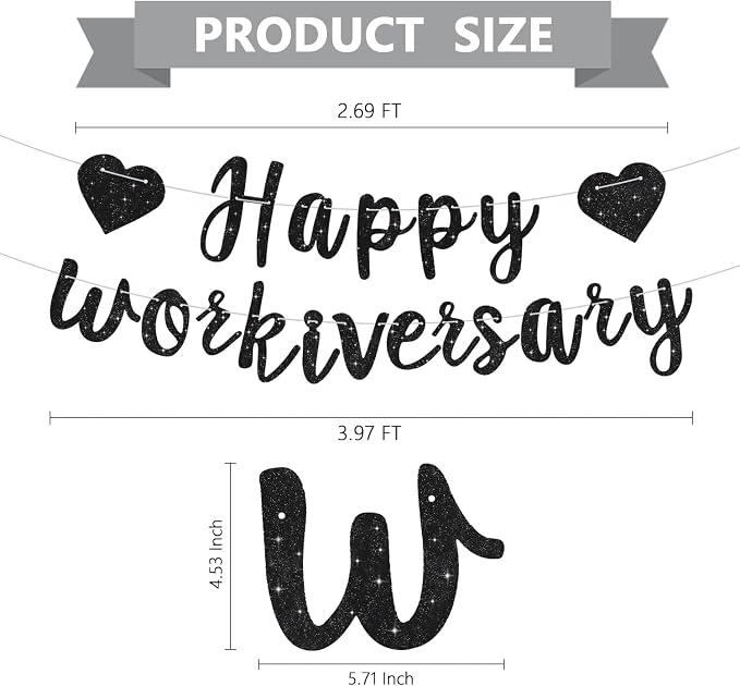 Black Glitter Happy Workiversary Banner - Image 3