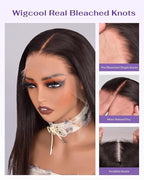 SKINLIKE Real HD Lace Wig 13x6 Full Frontal HD Lace Front Wigs Human Hair Pre Plucked Bleached Knots 180% Density 0.10mm Ultra-thin Invisible Lace Straight Human Hair Wigs For Women 28 Inch