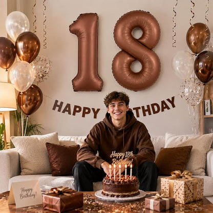 40 Inch Dark Brown Number 7 Balloon, Chocolate Brown Large Self Inflating Foil - Image 5