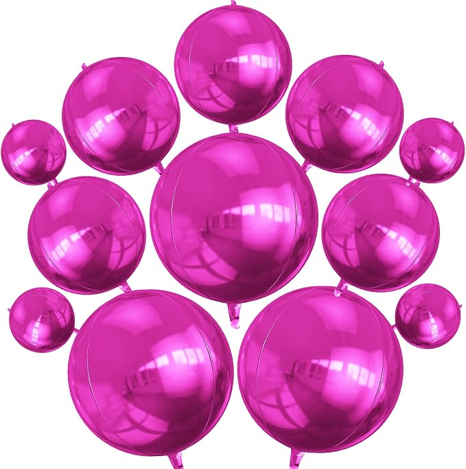 HILAVO 12PCS Hot Pink Round Foil Balloons - Image 2