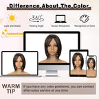 QUEENTAS Brown Hair Topper for Women with Thinning Hair Pieces 6"*6"Large Coverage 360°3D Cover Silver Synthetic Short Bob with 5 Clips in Wiglets(Brown)