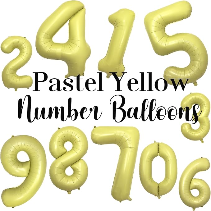 Pastel Yellow Number 6 Balloon 40 Inch Light Yellow Foil Number Balloons 6th - Image 3