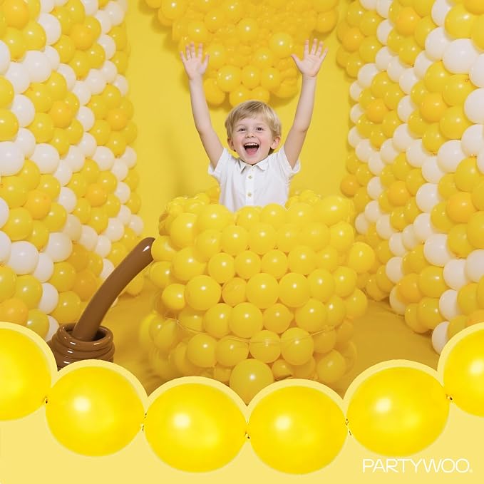 PartyWoo Yellow Linking Balloons 100pcs 12 Inch Yellow Link Balloons | - Image 8