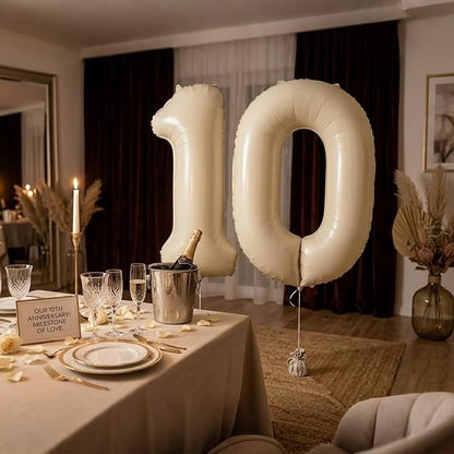 CARGEN 40 Inch Creamy White Number 0 Balloon Boho Neutral Party Decoration | - Image 9