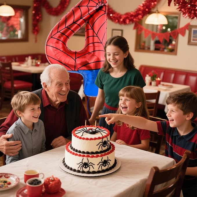 40 Inch Vibrant Spider-Themed Number Foil Balloons - Image 7