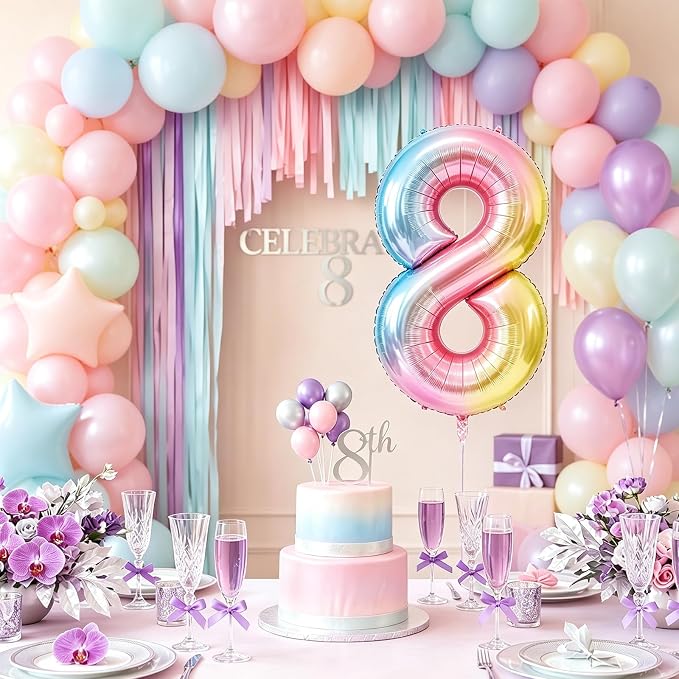 Rainbow Number Balloons Birthday Balloons - Image 6
