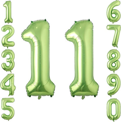 Light Green Number 11 Balloon 40 Inch, Glossy Foil Twin Digit Party Supplies | by Unknown