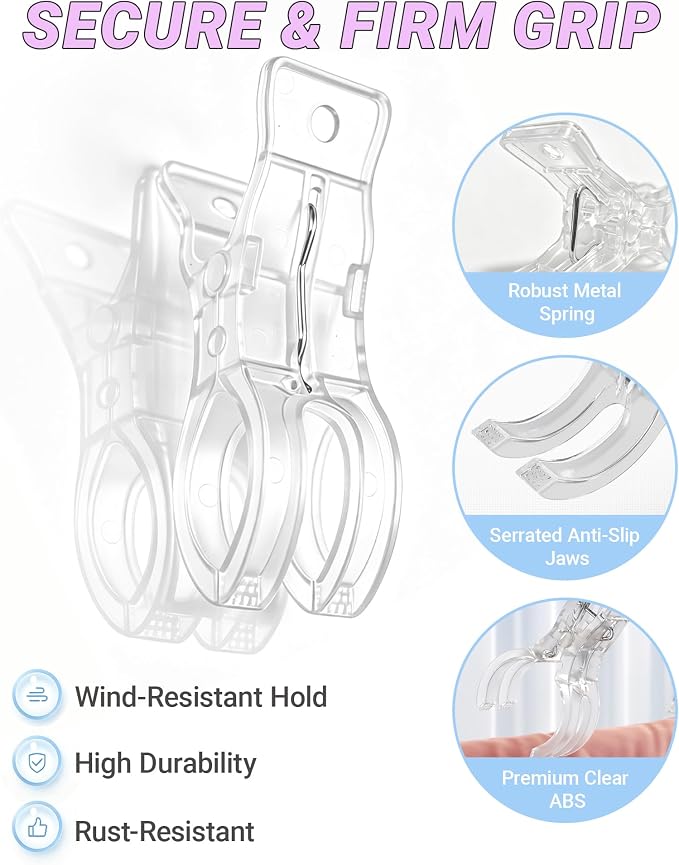 20 Pack Clear Balloon Arch Clips Heavy Duty Spring Clamps Transparent Backdrop - Image 3