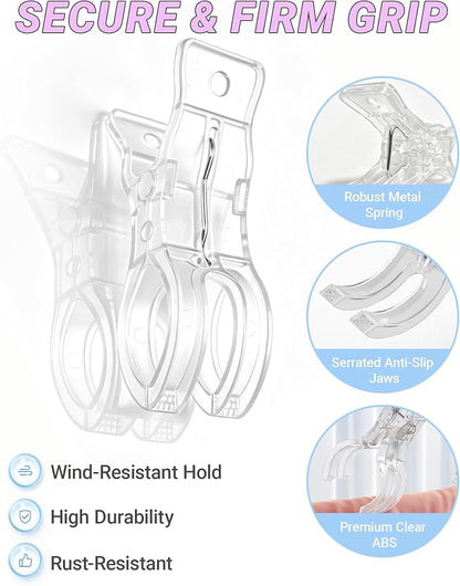 20 Pack Clear Balloon Arch Clips Heavy Duty Spring Clamps Transparent Backdrop - Image 3