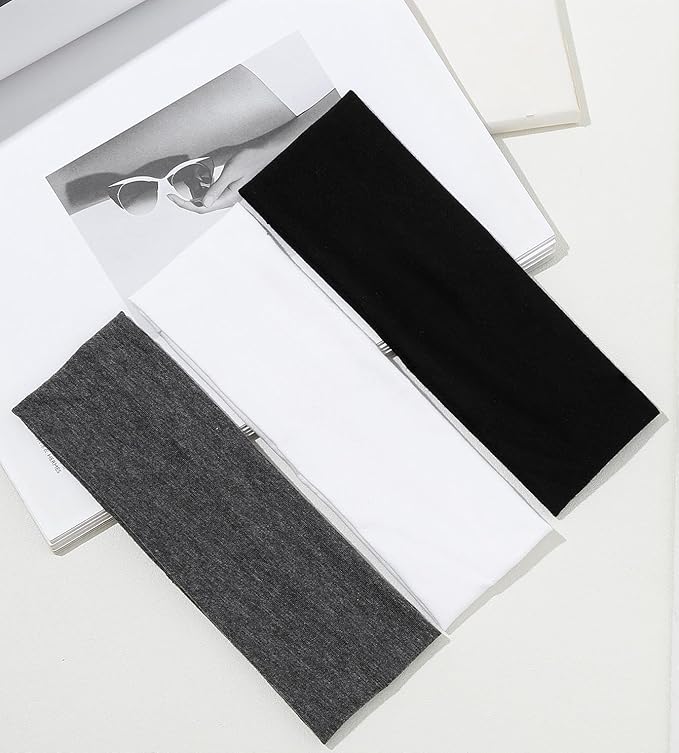 Black Women's Non-Slip Elastic Cloth Headbands - Fashion Hair Accessories 9 Pack