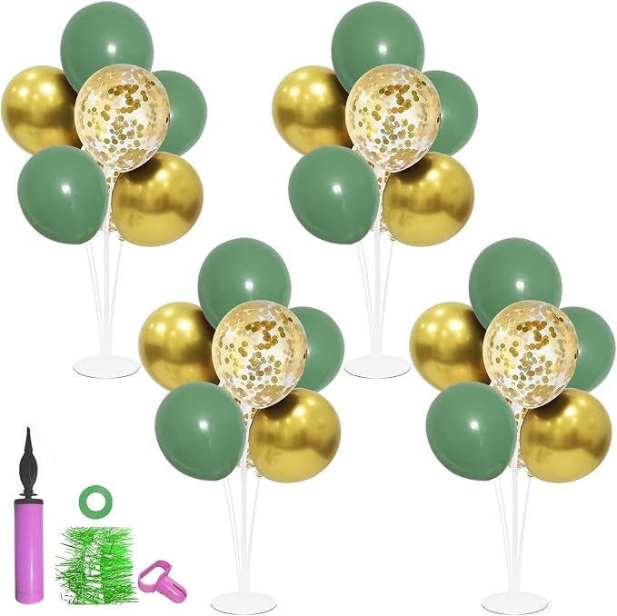 ZJDHPTY 4Set Green and Gold Balloon Stand Table Centerpieces Party Decor | by ZJDHPTY
