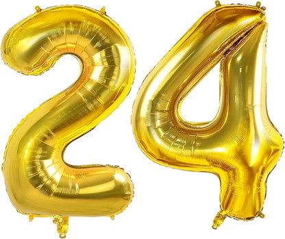 Number 24 Balloons for 24th Birthday Party Decorations, 0-100 Large No.24 for by Joycard