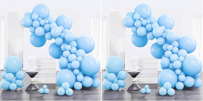 PartyWoo Light Blue Balloons 100pcs Different Sizes of 18 12 10 5 Inch Baby by PartyWoo