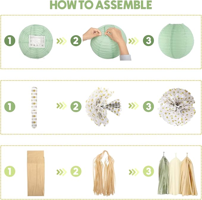 Amandir Sage Green Baby Shower Decorations Welcome Baby Banner | Green Balloons - Image 4