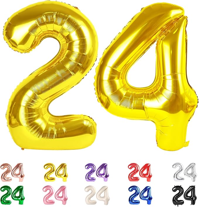 24 Balloon Numbers 40Inch for 24th Men Women Birthday Decorations, Inflation by Mluchee