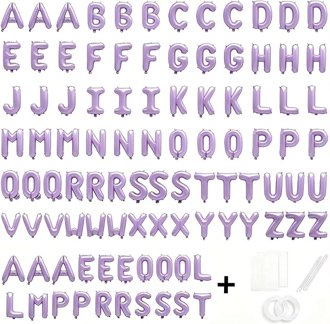 98 Pcs Pastel Purple Letter Balloons, Custom 3 Set A-Z Set - Image 2