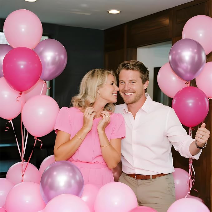 100Pcs Pink Balloons 12Inch Hot Pink Metallic Pink Balloon Light Pink Balloon - Image 6
