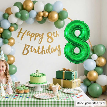 Green Number 8 Balloon 40 Inch, Lustrous Foil - Image 3