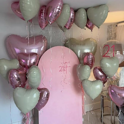 Pink White Heart Balloons, Pastel Pink Light Pink White Heart Shaped Mylar - Image 3