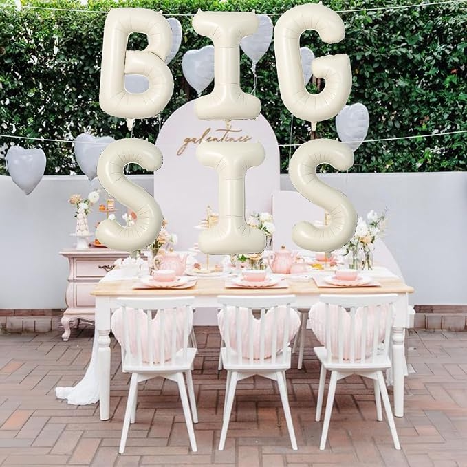 40 Inch Cream BIG SIS Balloons, Large Beige Neutral Big Sis Balloon Letters Sign - Image 7