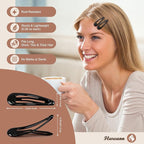 Glossy Black Snap Hair Clips by FLAREANN – 50 PCS 2 Inch Non-Slip Metal Hair Barrettes for Women – Classic Black Hair Clips for Daily Styling & Minimalist Accessories