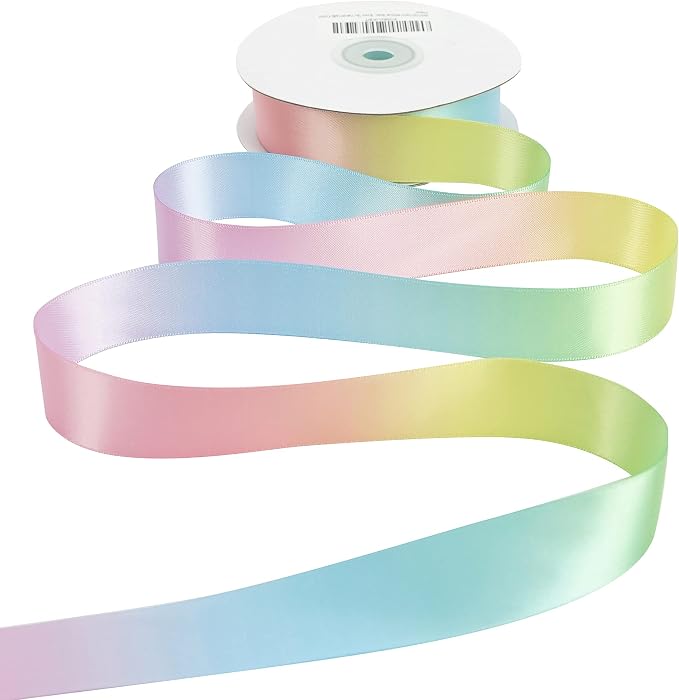Pastel Ribbon Pastel Rainbow Ribbon 1 inch Rainbow Craft Ribbons Gift Satin by MEEDEE