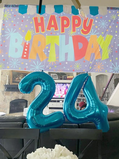 2 Balloon Numbers Birthday Decorations, 40In Light Blue Balloons - Image 4