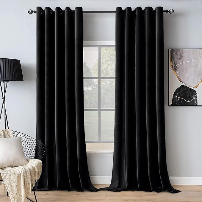 MIULEE Velvet Curtains Halloween Black 66 x 96 Inch Length Set of 2 | Grommet by MIULEE