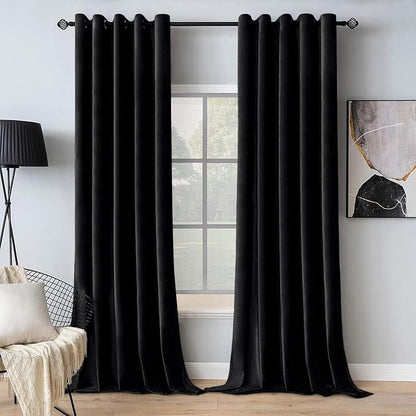 MIULEE Velvet Curtains Halloween Black 72 x 84 Inch Length Set of 2 | Grommet by MIULEE