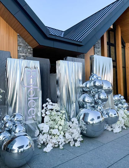 Silver Foil Balloons, 4D Round Mylar | Metallic Silver Inflatable Mirror - Image 5