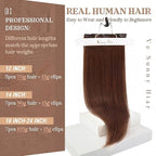 Ve Sunny Real Hair Extensions Clip in Human Hair Dark Auburn Red Hair Extensions Full Head Human Hair Extensions Clip ins Natural Straight 16 inch 120g 7pcs