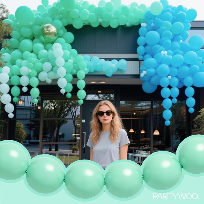 PartyWoo Mint Latex Balloons, for Birthday, Anniversary, Valentine's Day - Image 2