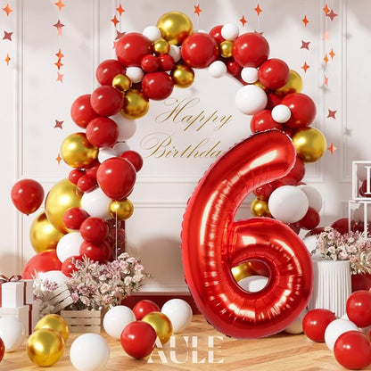 AULE 40 Inch Red 6 Balloon Number Foil 0-9 Birthday Big Numbers | Birthday - Image 3