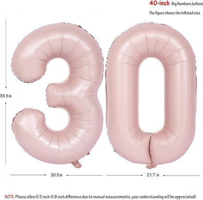 40 In Matte Pink Number Balloons Helium Foil Mylar Balloon Party Digital 30 | - Image 2