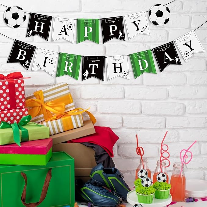 Soccer Happy Birthday Banner Bunting Garlands Sign Soccer Birthday Party - Image 4