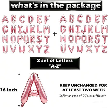 52 Pcs Pastel Pink Letter Balloons, Custom 2 Set A-Z Set - Image 3