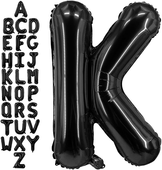 40 Inch Black Letter K Balloons, DIY Phrase Foil Alphabet Letter K Balloons DIY by LHOAVWE