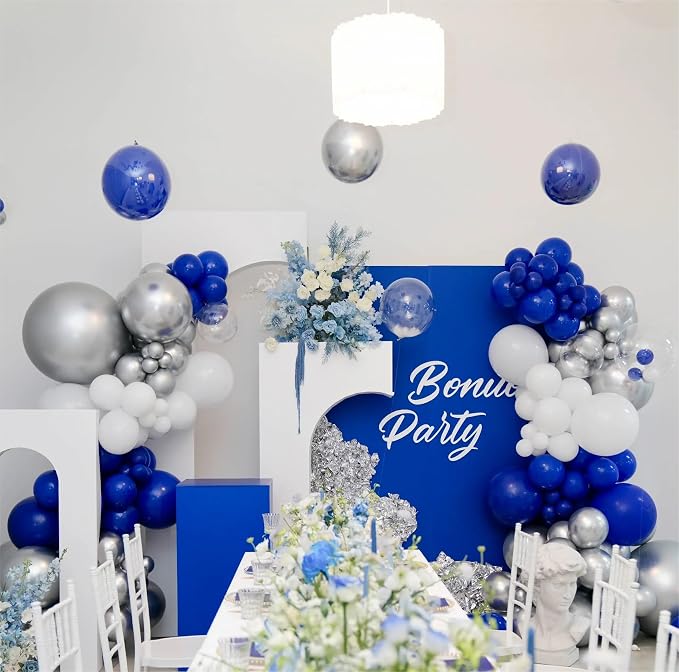 136pcs Blue White Silver Balloon Garland Kit - Image 6